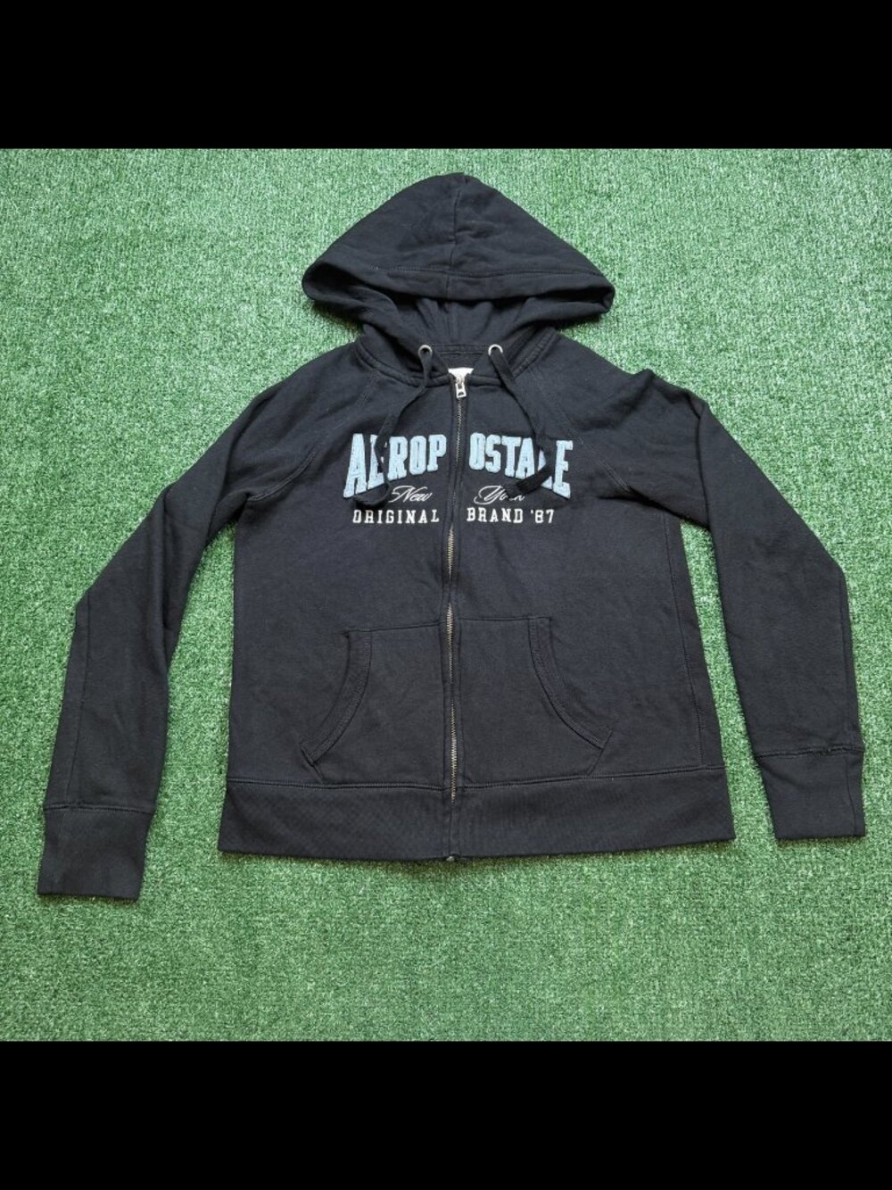 Vintage Y2k Aeropostale Full Zip Hoodie Womens Size S Black